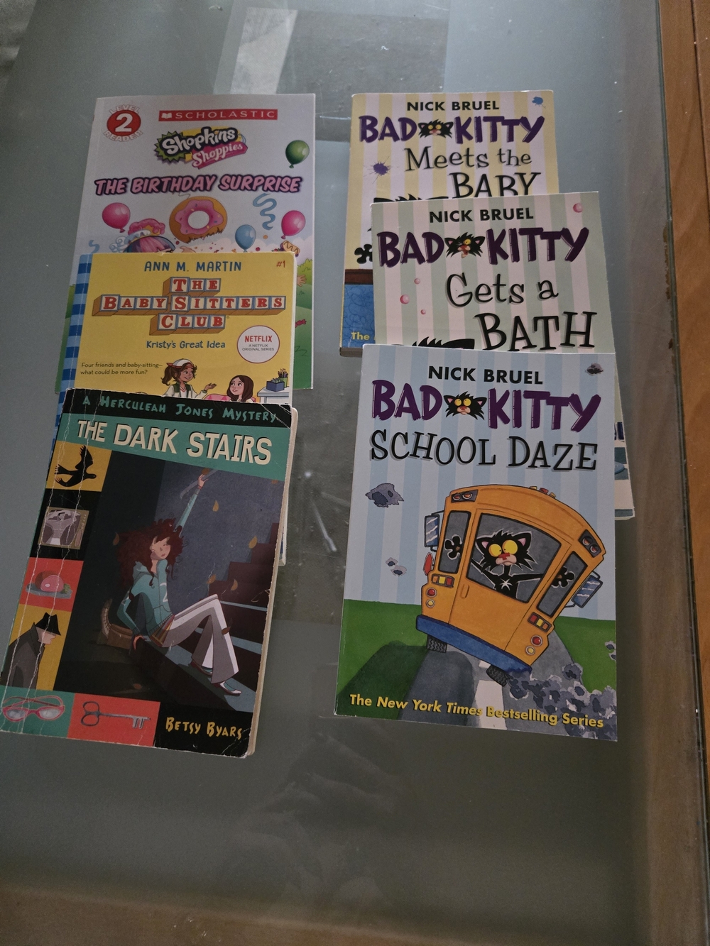 Bad Kitty, Babysitter's Club, Shopkins, and The Dark Stairs- 6 Books